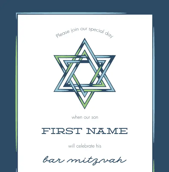 Picture of a sample bar mitzvah invitation