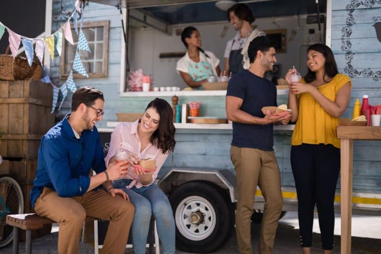 Rustic food truck at a party