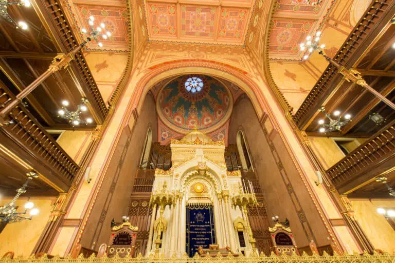 Interior of Great Synagogue in Budapest, Hungary. 